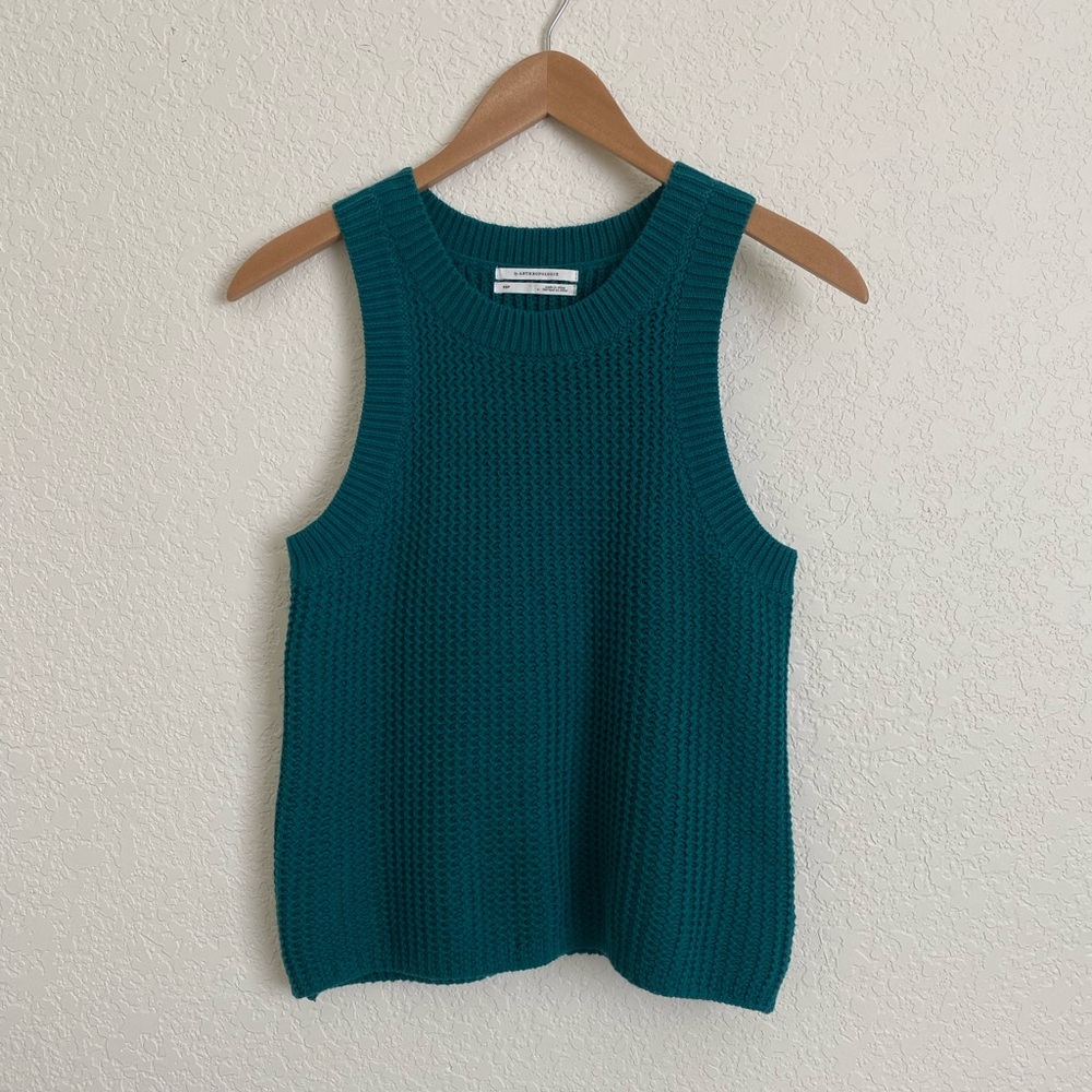 Anthropologie Blue Ribbed Sleeveless Tank Top